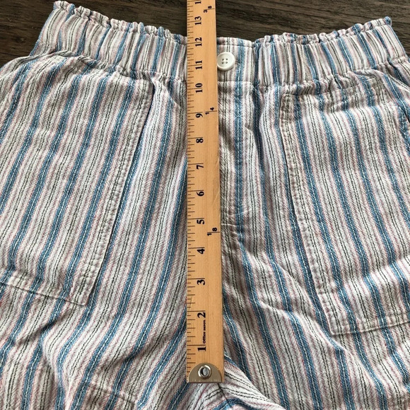 Loft Outlet Size Small Striped Linen Blend Pull On High Rise Shorts Summer Blue - Picture 7 of 8